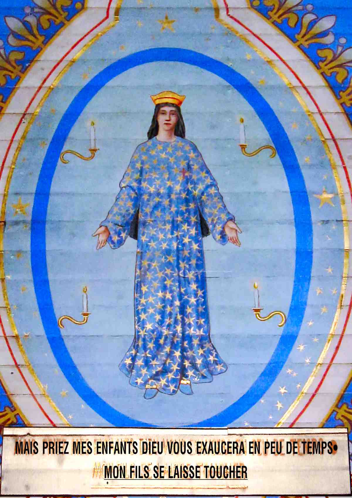 Our Lady of Pontmain, 2nd Phase of Apparition with Banner
